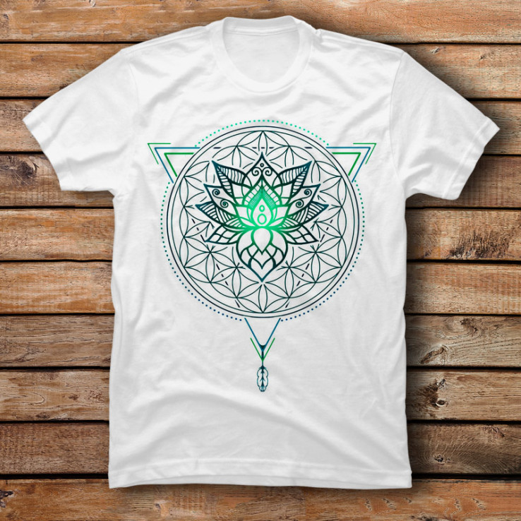 Lotus Flower of Life Mandala in Geometric Triangle