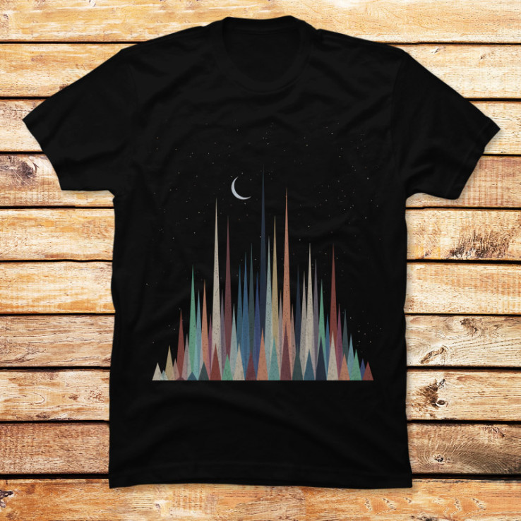 Triangles Mountains Starry Night