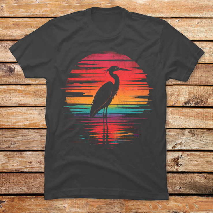 Retro Neon Heron