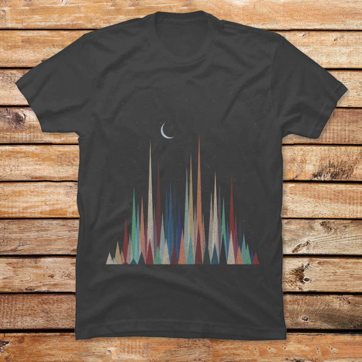 Triangles Mountains Starry Night