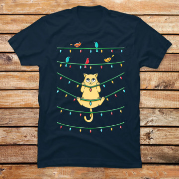 Cat and birds Christmas