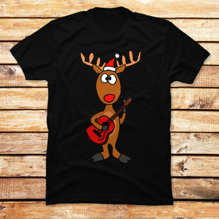 Christmas Reindeer Playing the Guitar