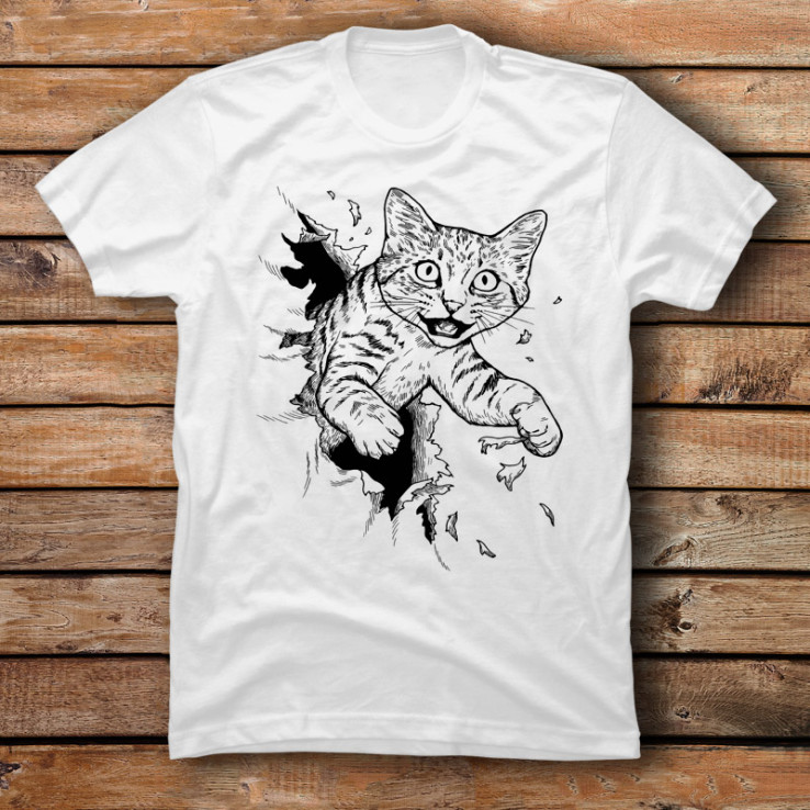 Cat Busting Through Shirt