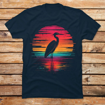 Retro Neon Heron