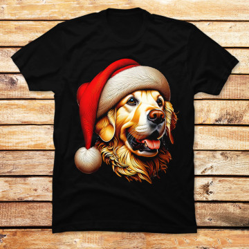 Christmas Golden Retriever in Santa Hats