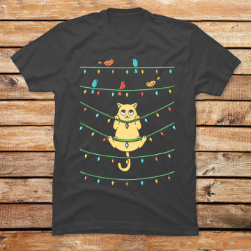 Cat and birds Christmas