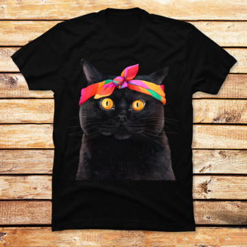 Black cat with Bandana