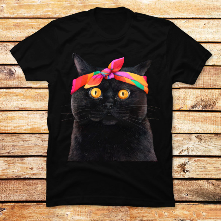 Black cat with Bandana