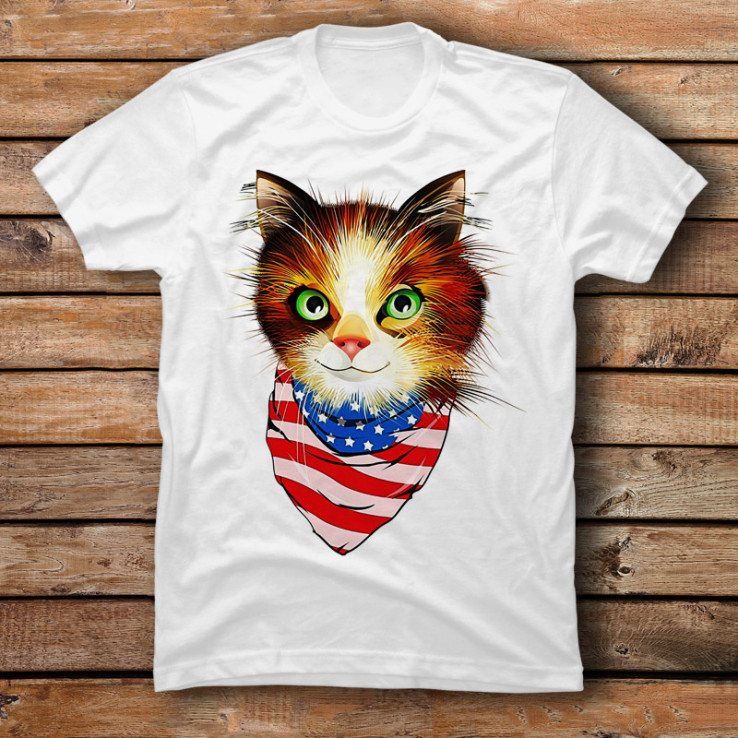 Lovely Kitten Wears American Flag