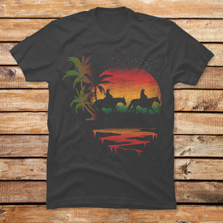 Cowboy Horse Riding Sunset