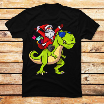 Christmas Santa Riding Dinosaur Trex