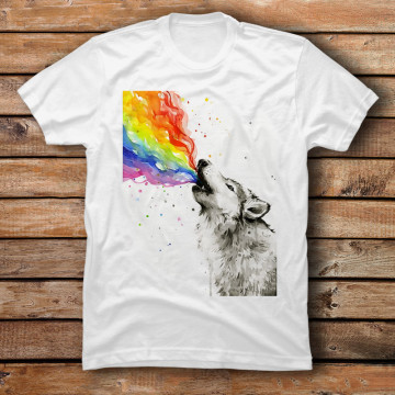 Wolf Howling Rainbow