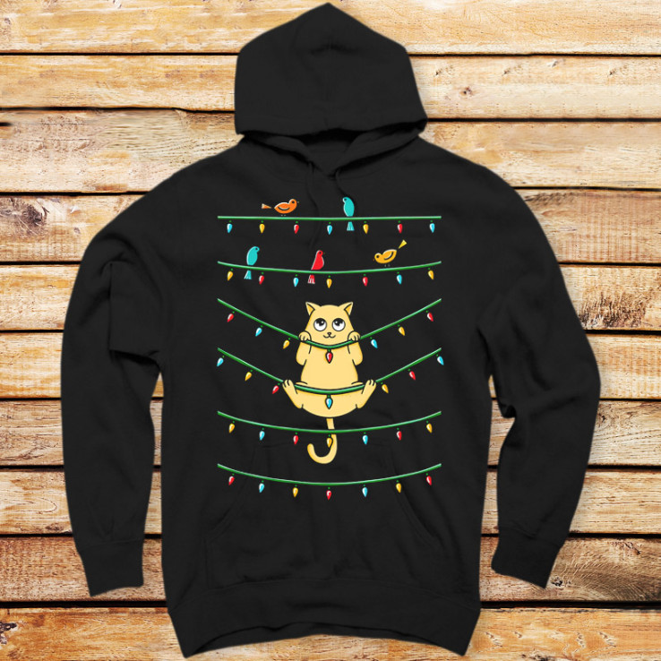 Cat and birds Christmas