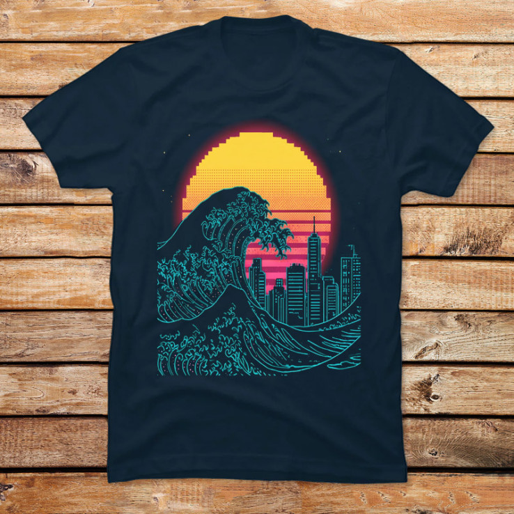 Synthwave Great Wave