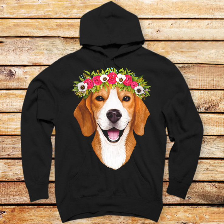 Beagle with Flowers