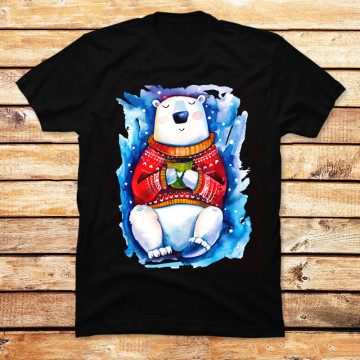 Watercolor Christmas White Bear