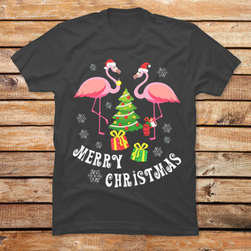 Flamingo Shirt Merry Christmas