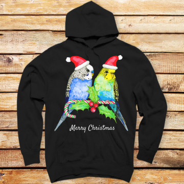 Two Cute Budgies Christmas Style