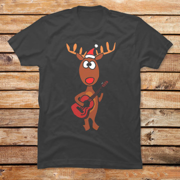 Christmas Reindeer Playing the Guitar