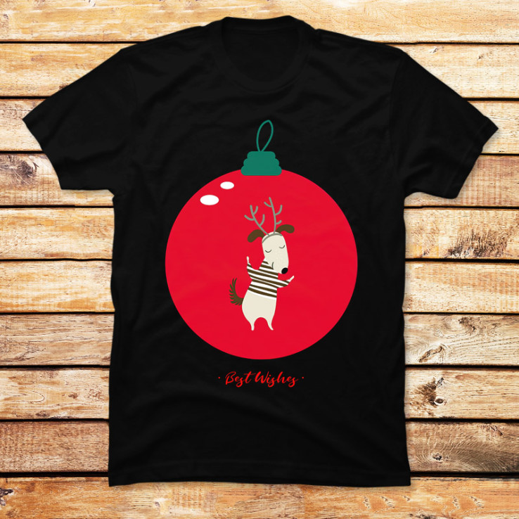 Christmas Deer Cartoon in Red Ballon