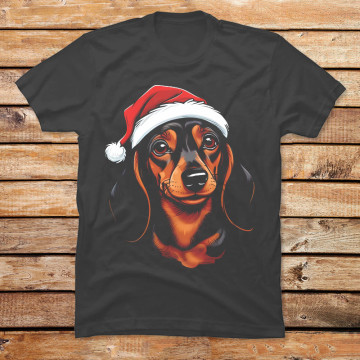 Cute dachshund with santa hat