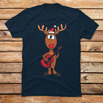 Christmas Reindeer Playing the Guitar