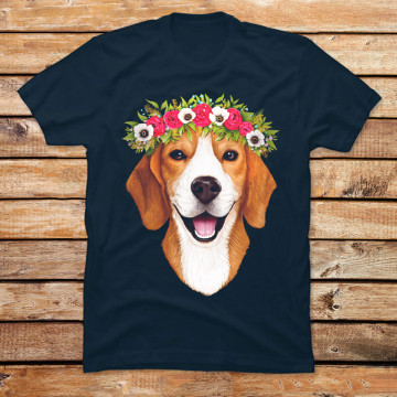 Beagle with Flowers