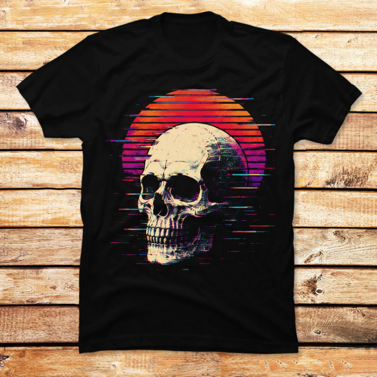 Retro Glitch Skull