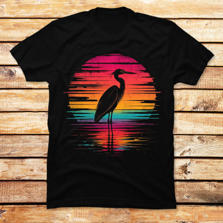 Retro Neon Heron