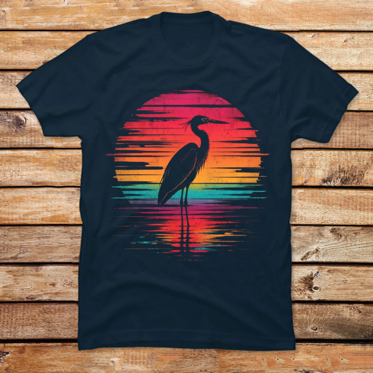 Retro Neon Heron