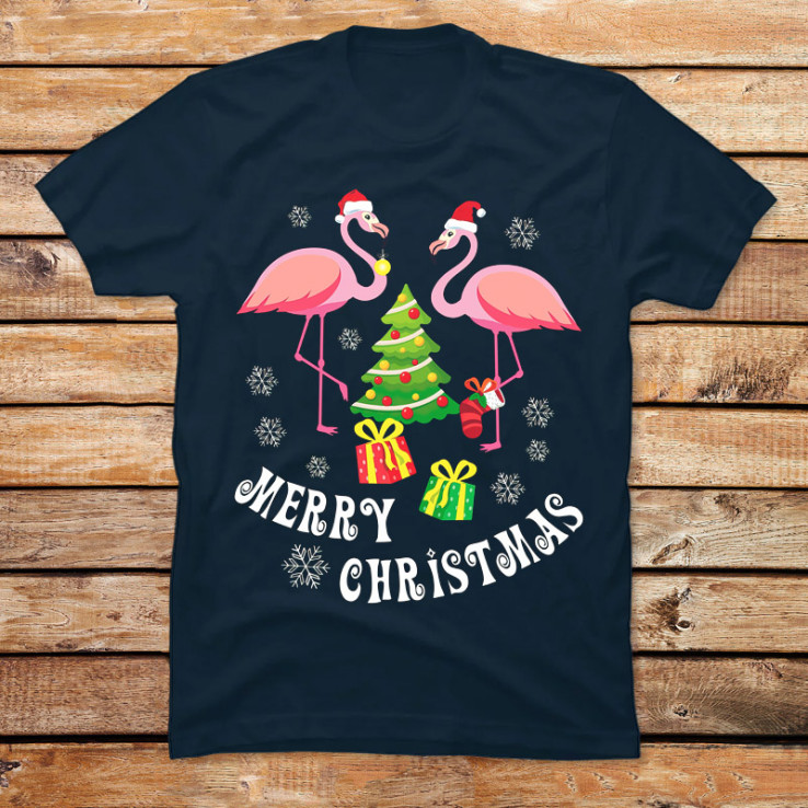 Flamingo Shirt Merry Christmas