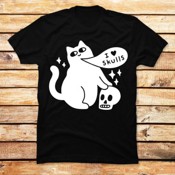 I Love Skulls Cat