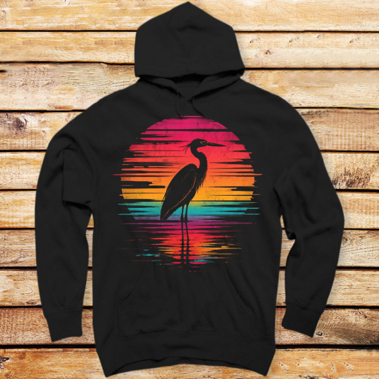 Retro Neon Heron