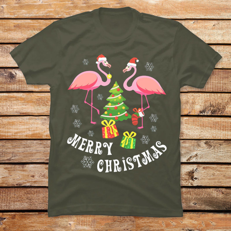 Flamingo Shirt Merry Christmas