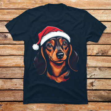 Cute dachshund with santa hat