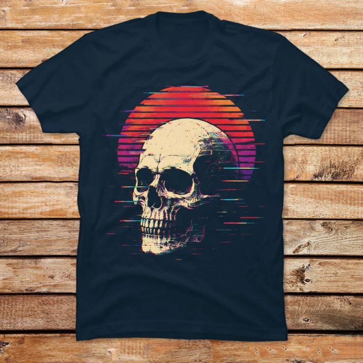 Retro Glitch Skull