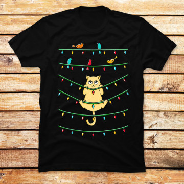 Cat and birds Christmas