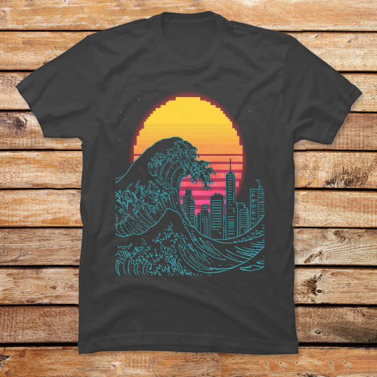 Synthwave Great Wave
