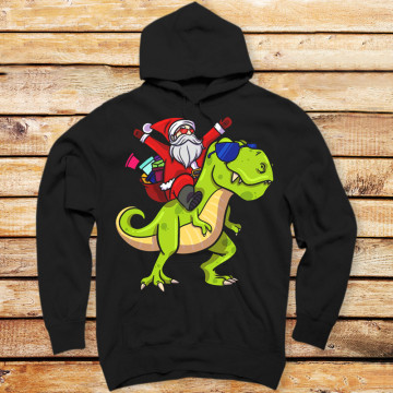 Christmas Santa Riding Dinosaur Trex