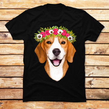 Beagle with Flowers