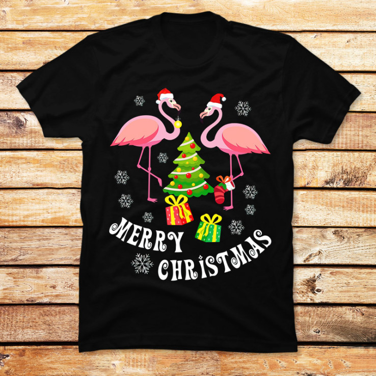 Flamingo Shirt Merry Christmas